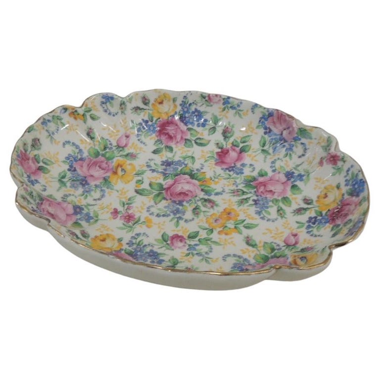 English Floral Oval Soap Dish For Sale at 1stDibs