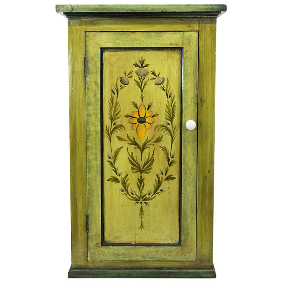 English Floral Painted Cupboard