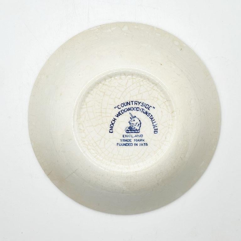 English Flow Blue Ceramic Decorative Trinket Dish by Enoch Wedgwood - England In Good Condition For Sale In Oklahoma City, OK