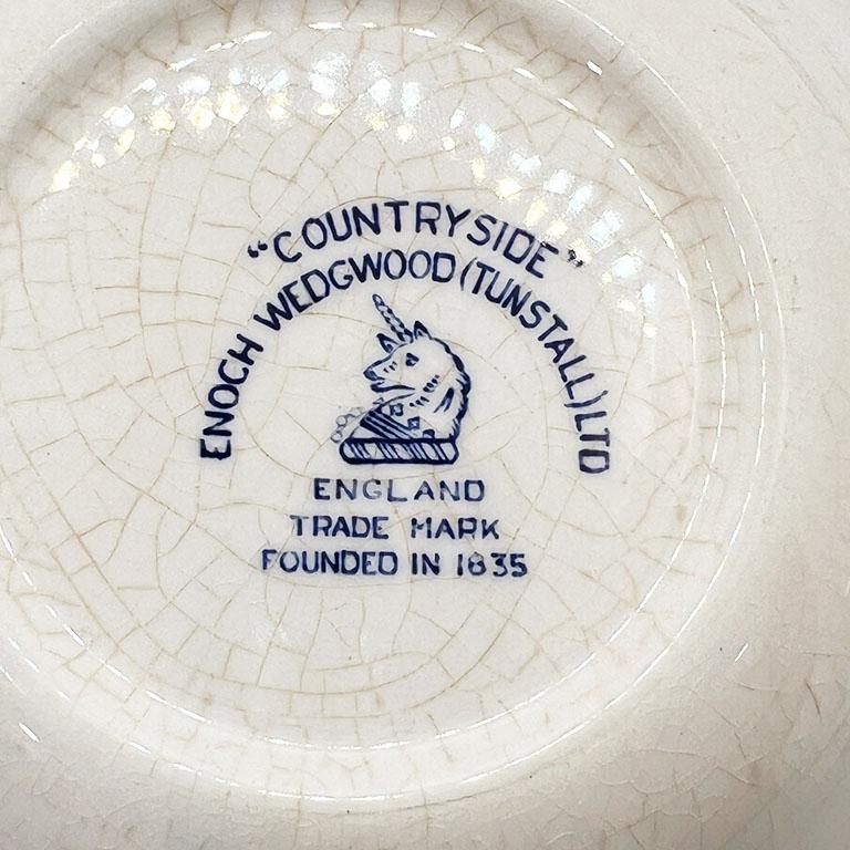20th Century English Flow Blue Ceramic Decorative Trinket Dish by Enoch Wedgwood - England For Sale