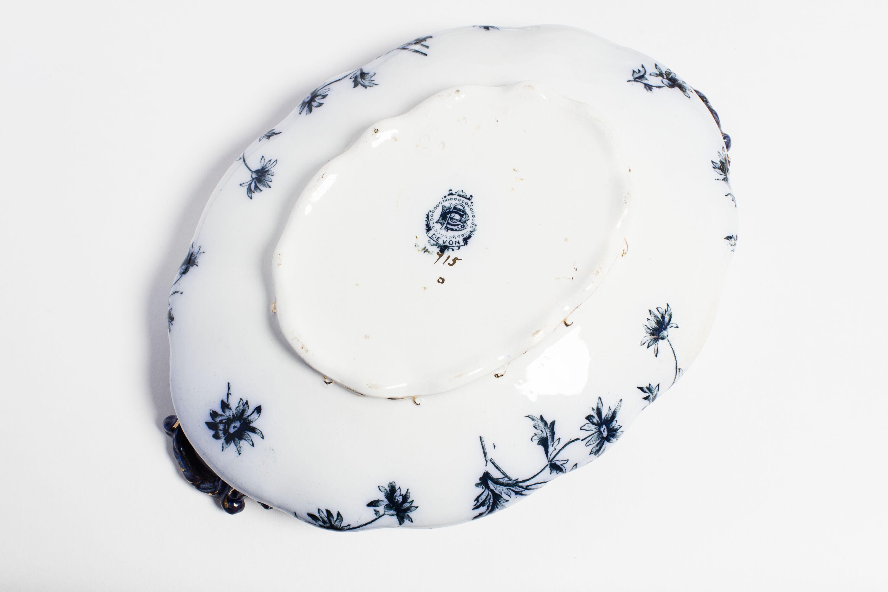 Porcelain English Flow Blue Dinnerware Set For Sale