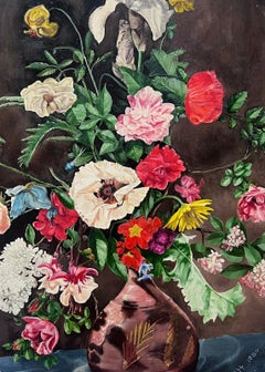 Fine Classical Still Life Flower Painting Signed & Dated English Oil