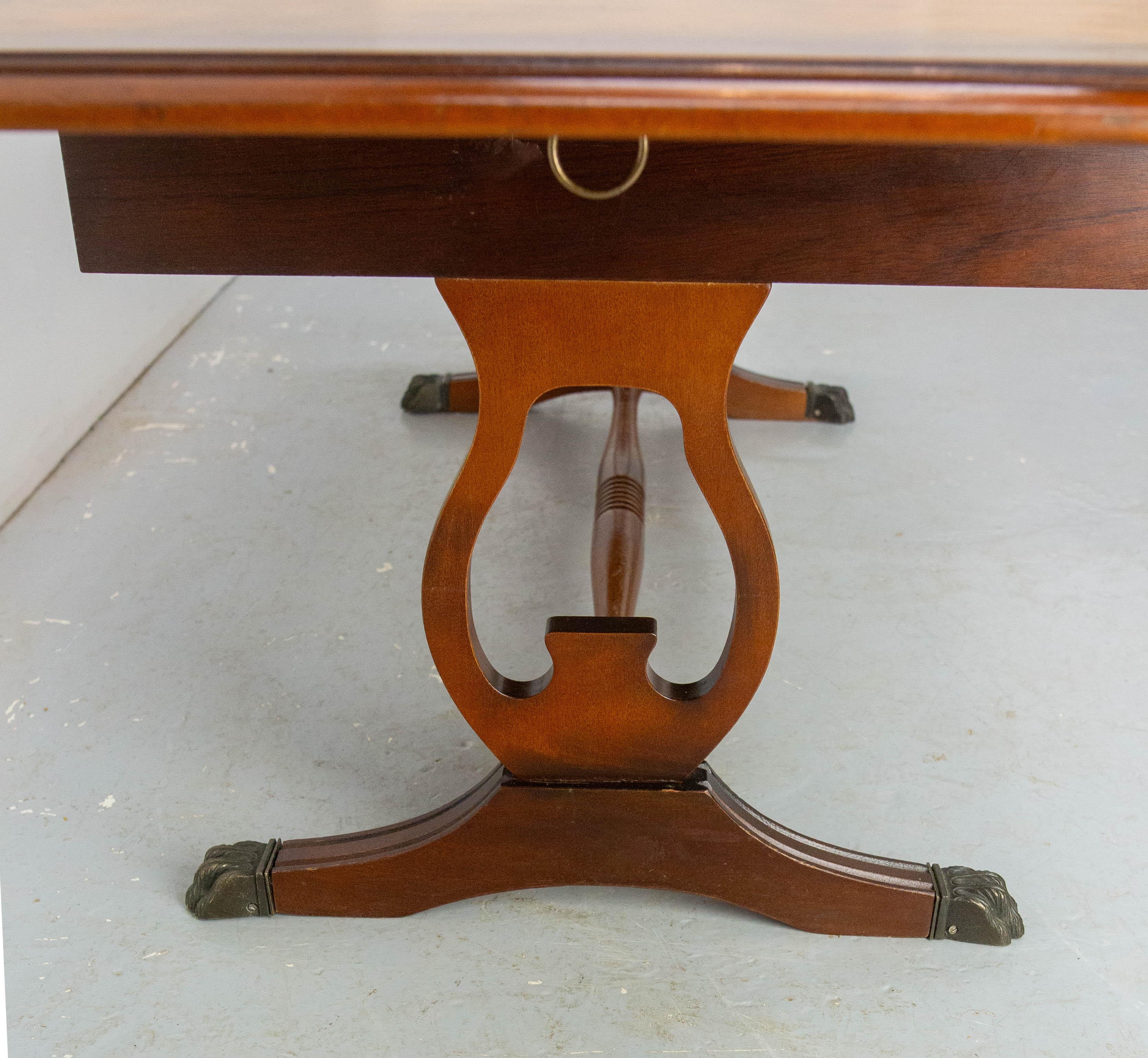 Mid-Century Modern English Folding Coffee Table White Wood and Leather, circa 1960 For Sale