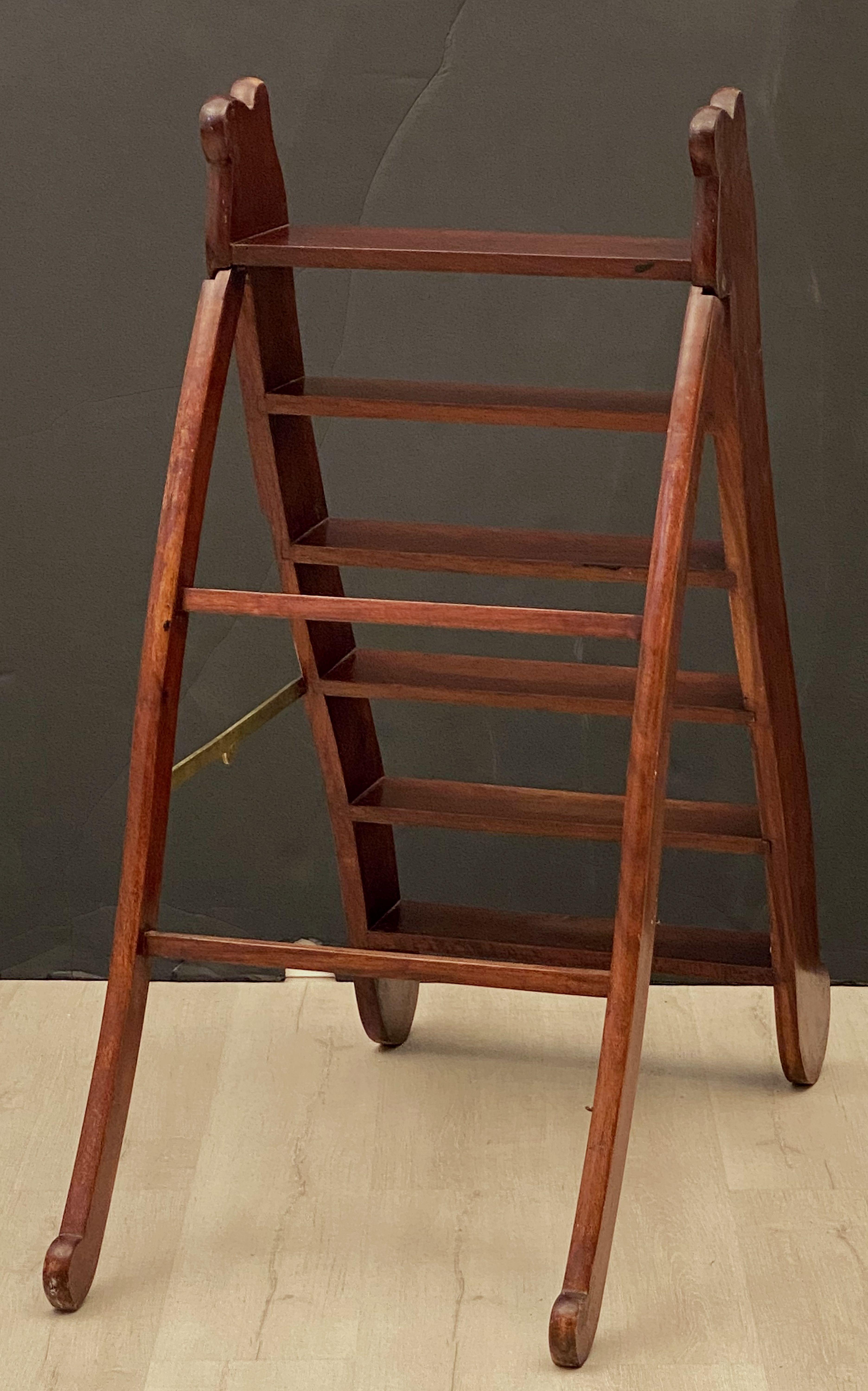 English Folding Library Step Ladder of Mahogany and Brass from the Edwardian Era 8