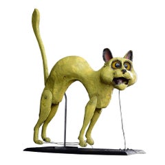 English folk art magician animated cat figure