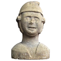 English Folk Art Stone Bust, circa 1840