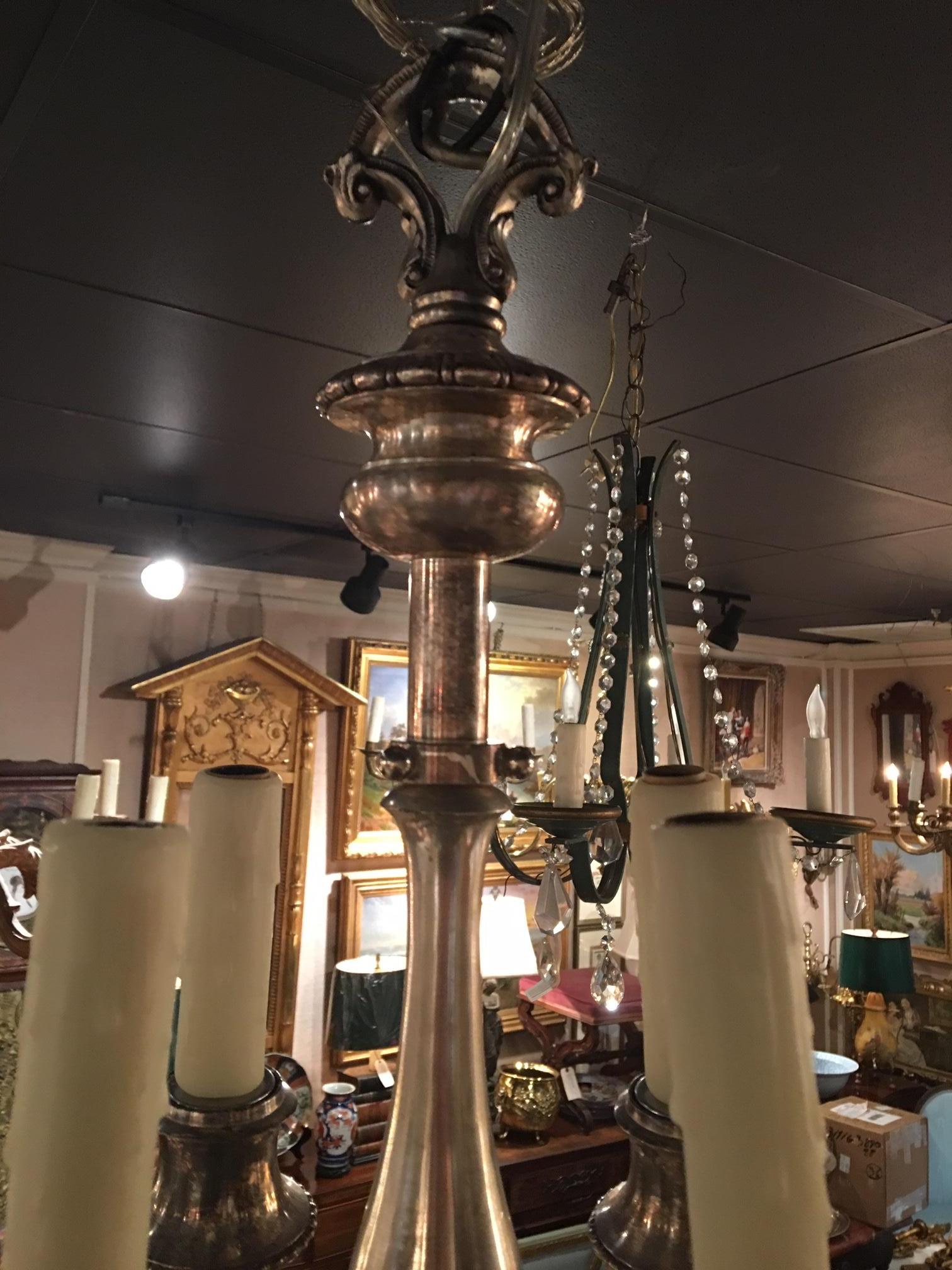 English Four-Light Silver Chandelier or Light Fixture, Early 20th Century In Good Condition In Savannah, GA