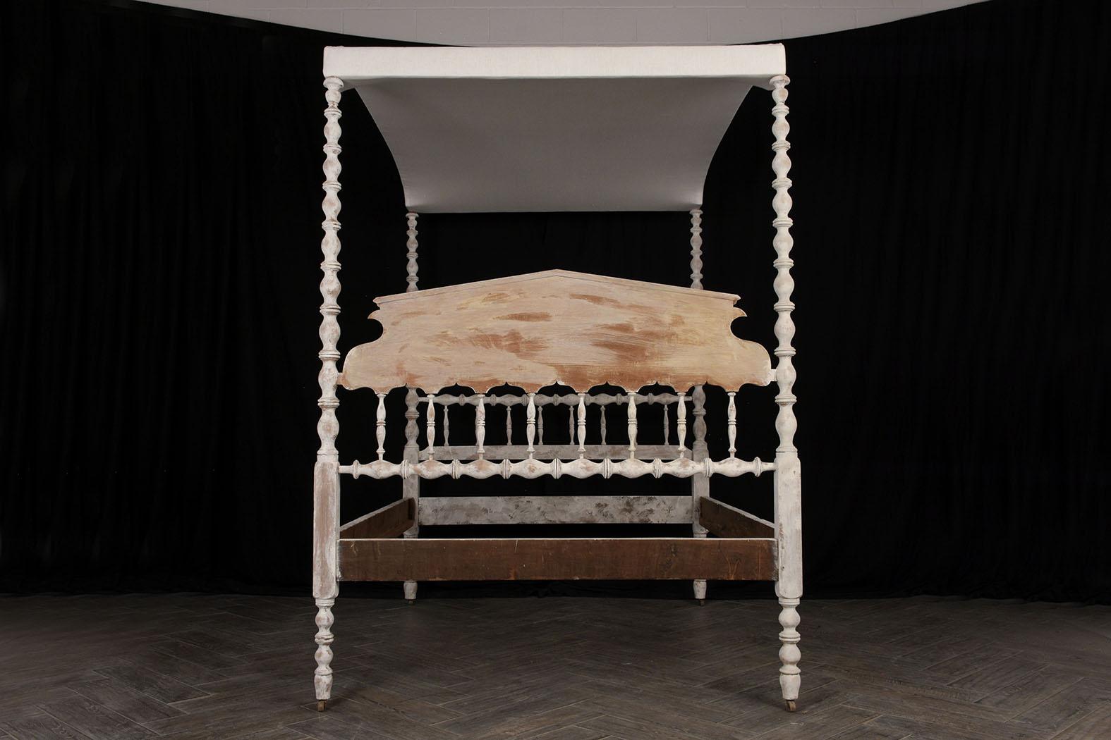 English Four-Poster Painted Tester Bed, circa 1880 4