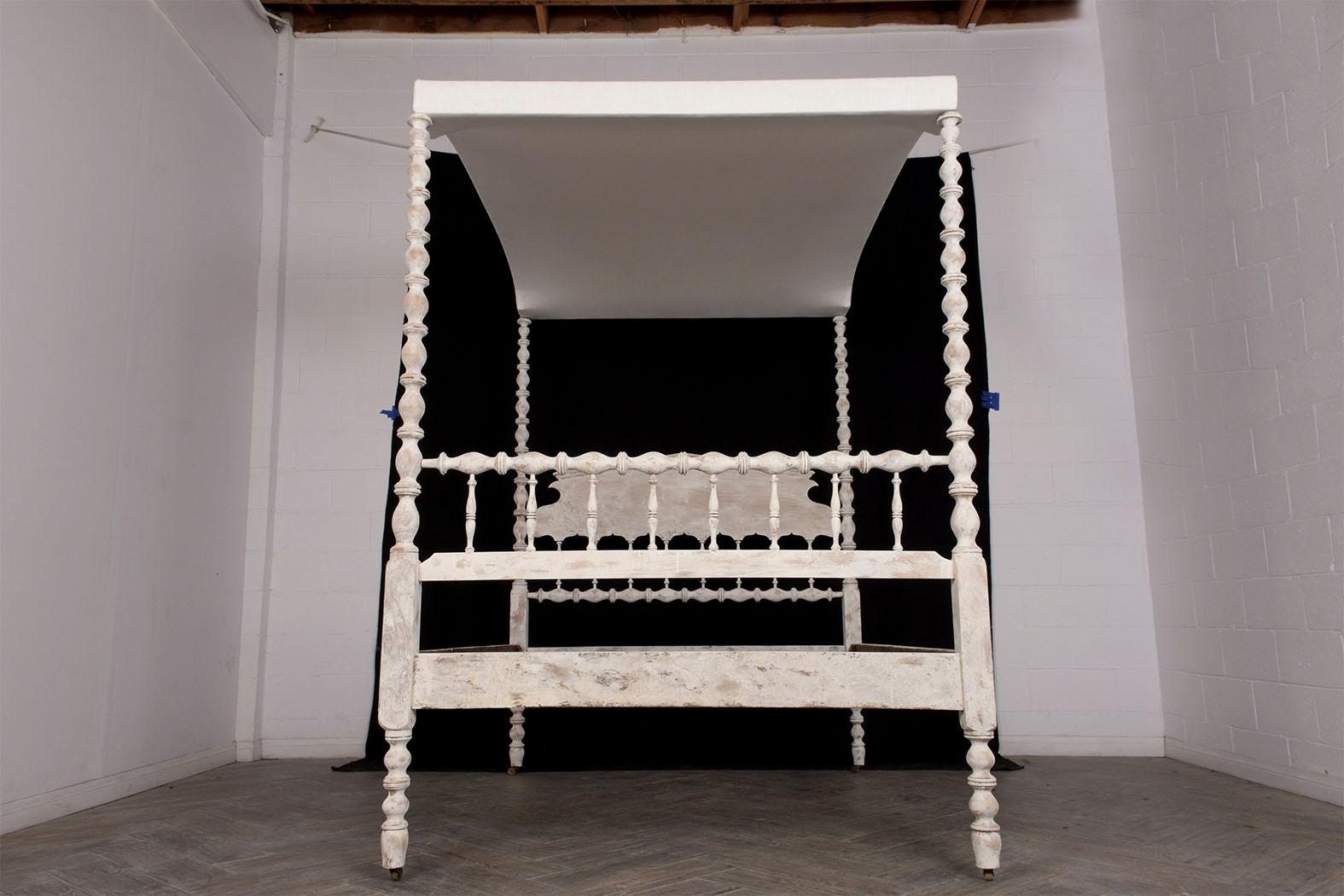 English Four-Poster Painted Tester Bed, circa 1880 8