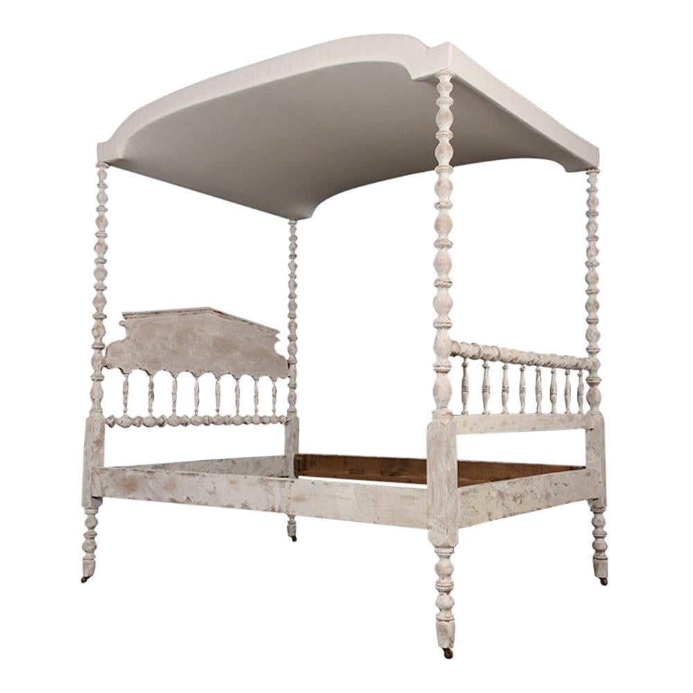 American Empire English Four-Poster Painted Tester Bed, circa 1880