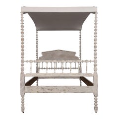 Antique English Four-Poster Painted Tester Bed, circa 1880