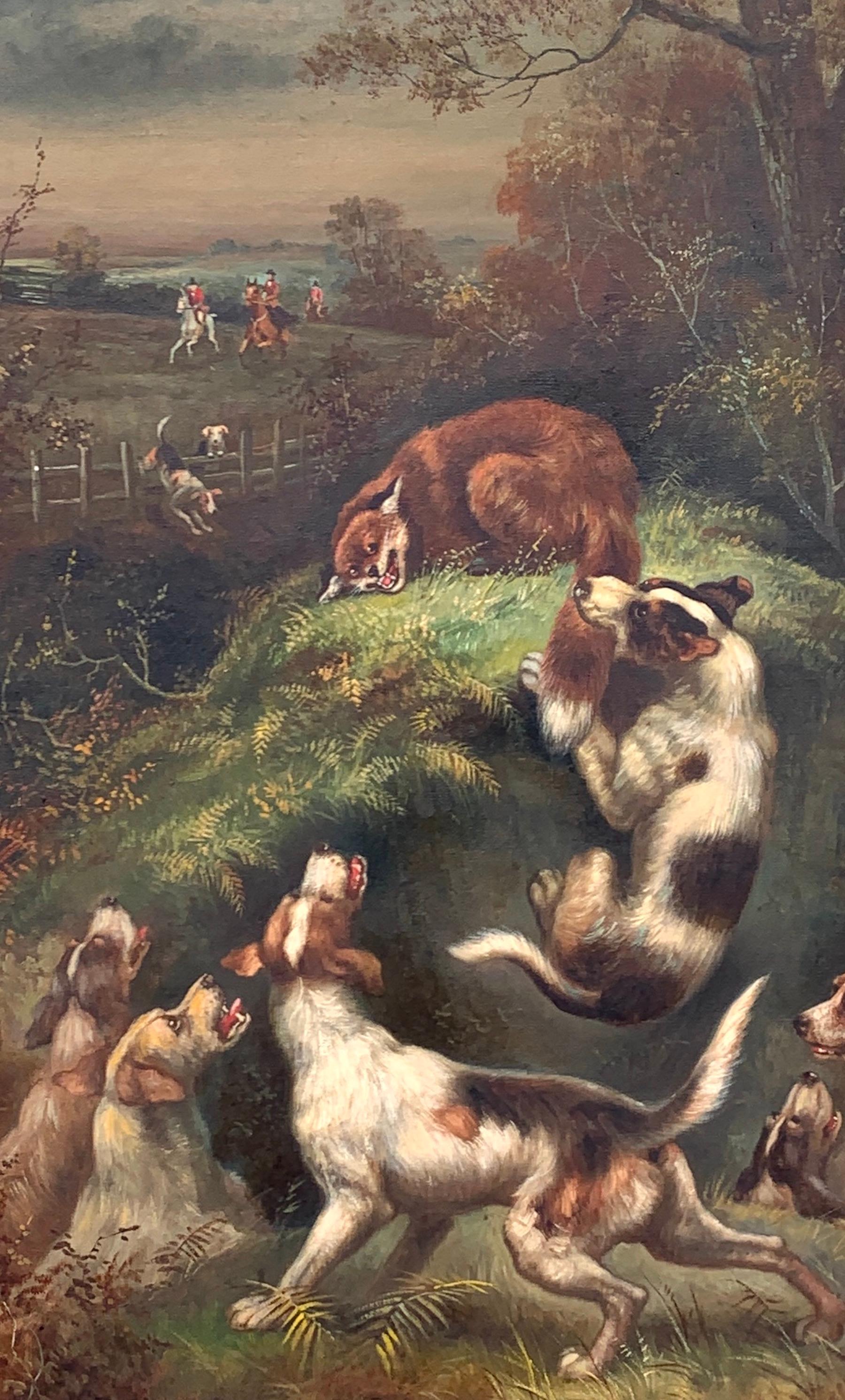 English Fox Hunt Painting, 'Caught at Last' by Charles Dudley, 1906 In Good Condition In Atlanta, GA