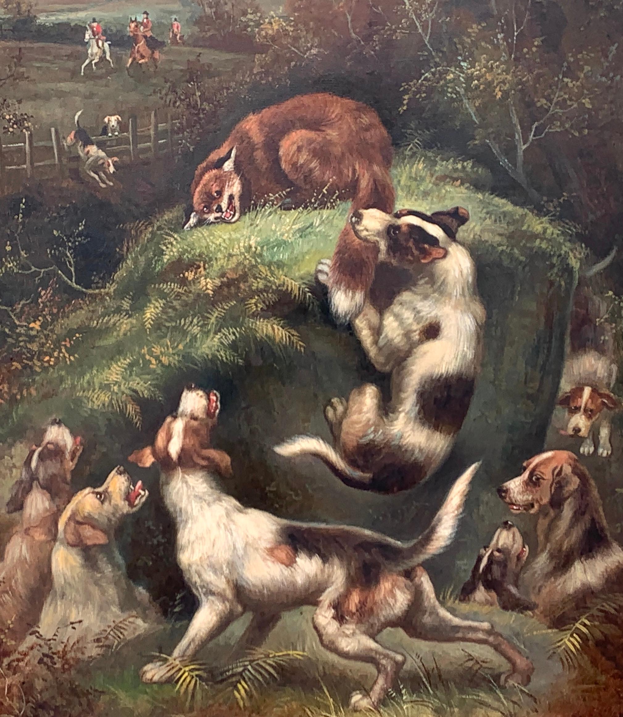 20th Century English Fox Hunt Painting, 'Caught at Last' by Charles Dudley, 1906
