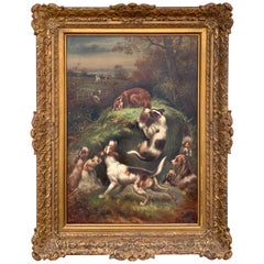 English Fox Hunt Painting, 'Caught at Last' by Charles Dudley, 1906