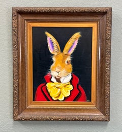 English Framed Acrylic Debonair Hare Painting on Board