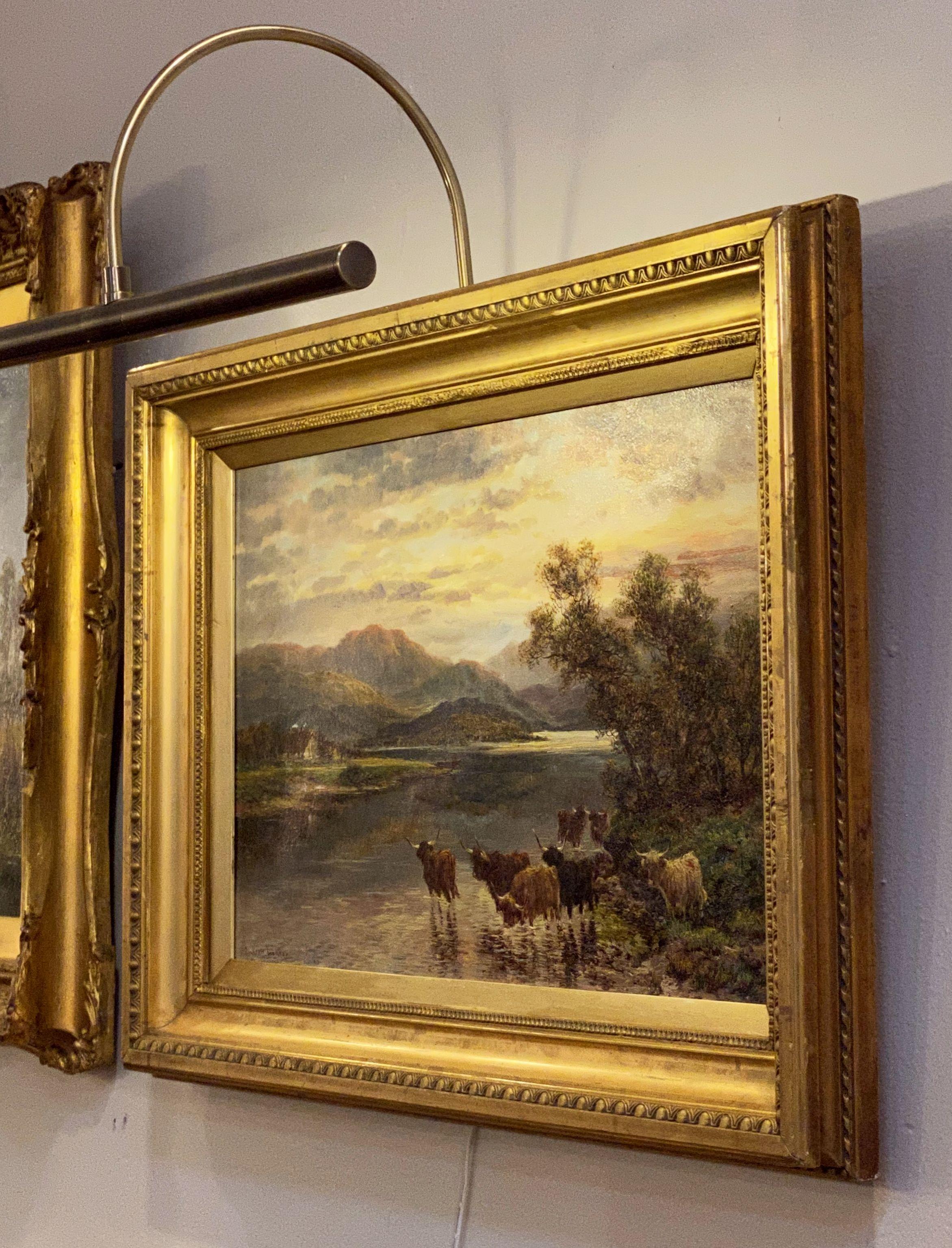 Framed English Oil Painting of Highland River Landscape by Andrew Lennox In Good Condition In Austin, TX