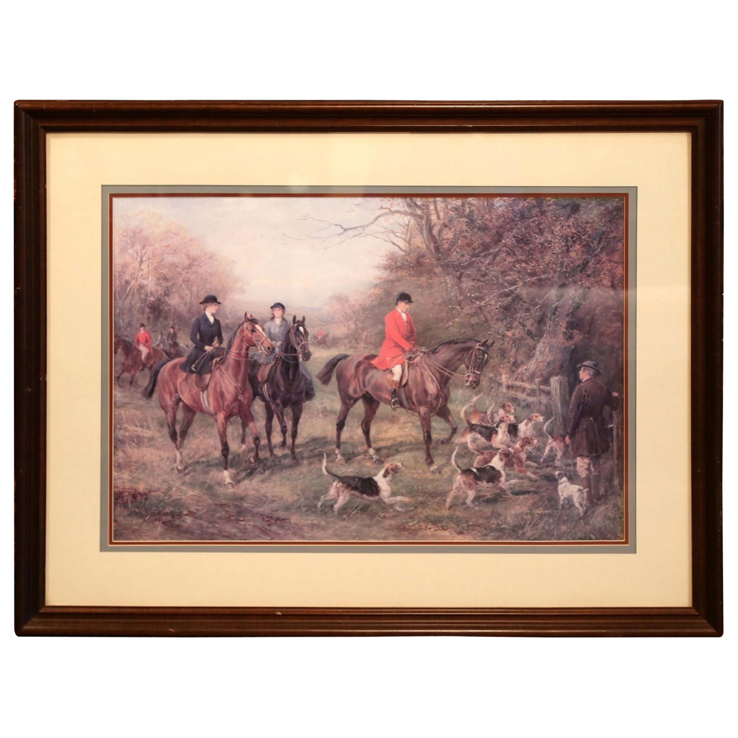 English Framed Print "Going to Cover" with Hunting and Dogs after Heywood Hardy