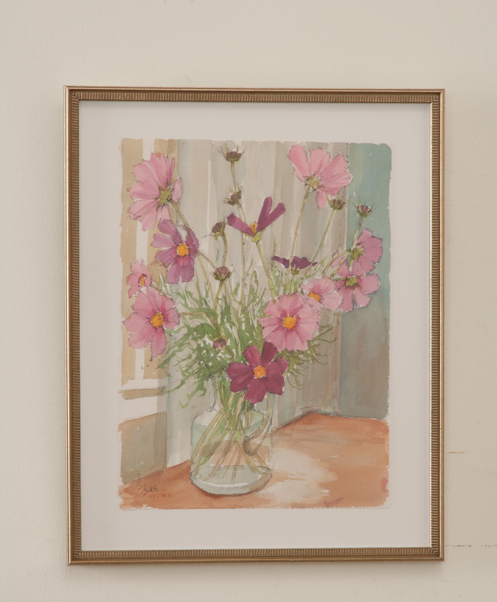 A wonderful original watercolor still life attributed to painter Eric Leazell, signed by the artist. Eric “Lee” Leazell was a 20th century British artist born in 1933. He had a highly prolific career painting in oils and watercolor. His paintings