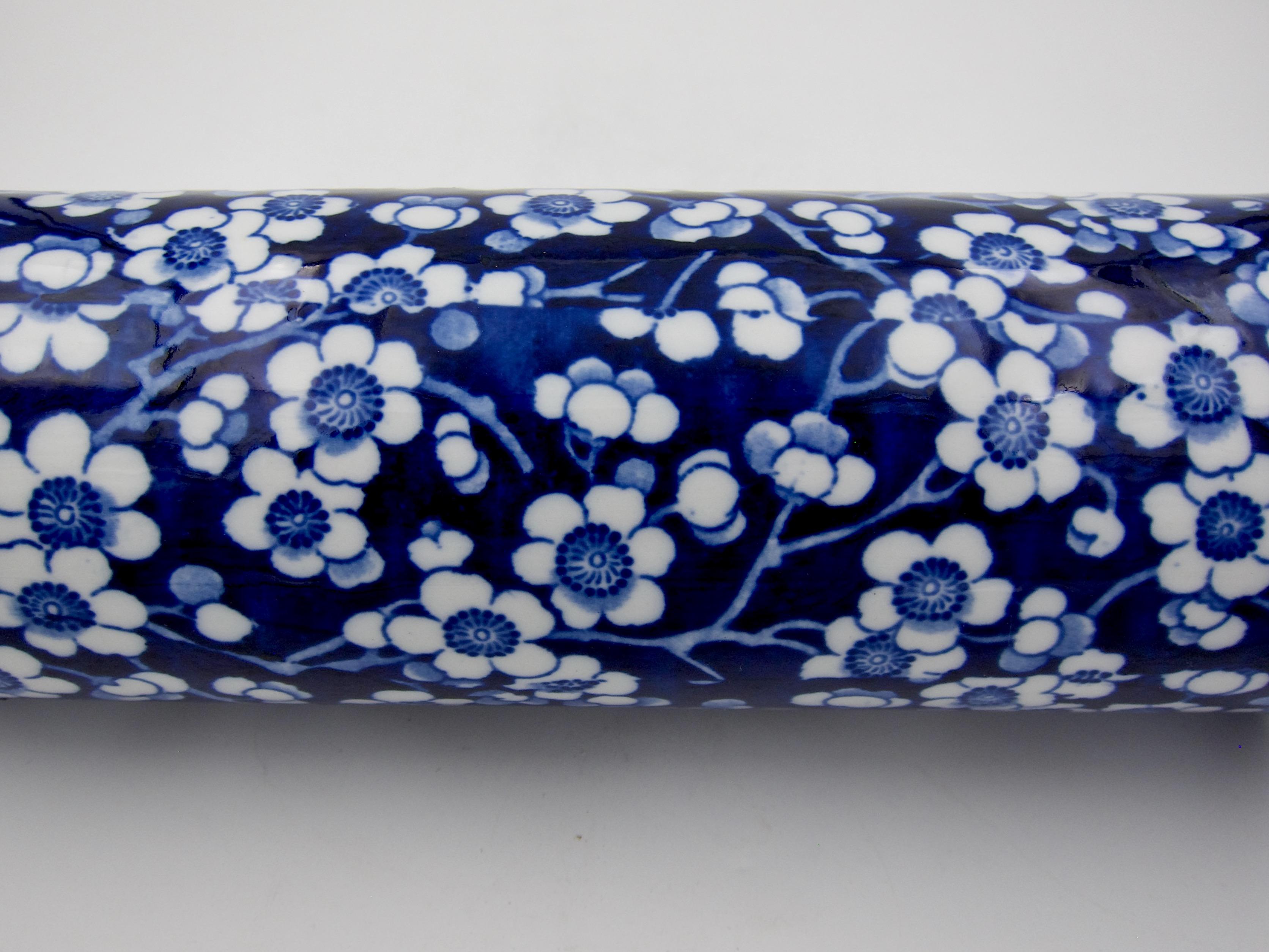 20th Century English Frederick Rhead Prunus Vase in Blue and White for Wood & Sons