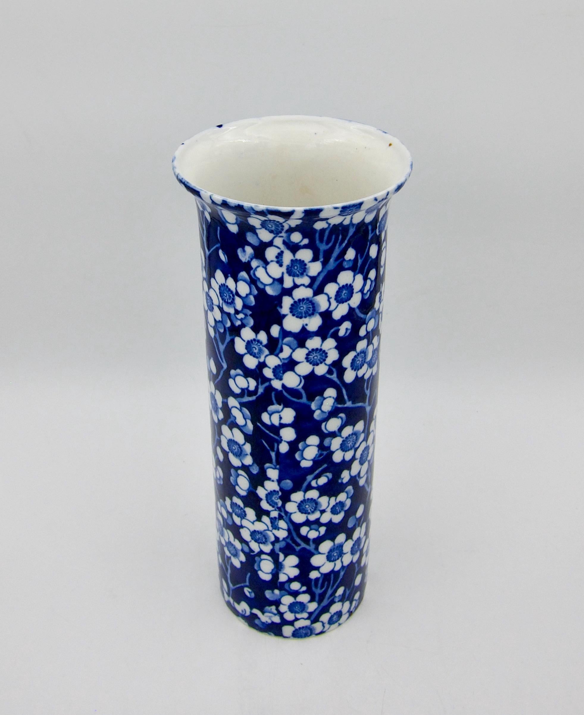 Ceramic English Frederick Rhead Prunus Vase in Blue and White for Wood & Sons