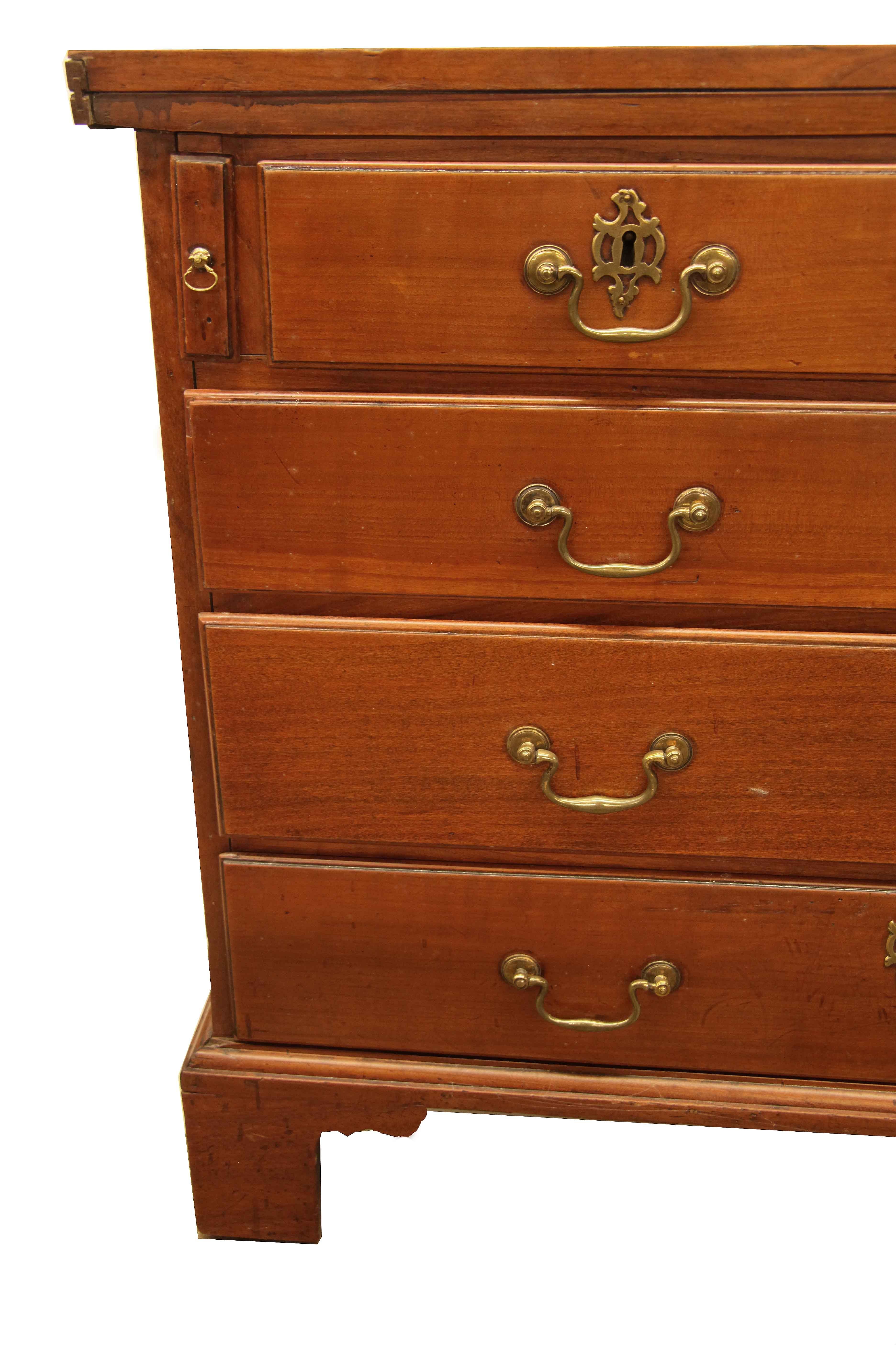 Brass English Fruit Wood Fold over Top Chest  For Sale