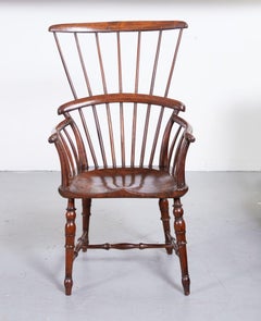 English Fruitwood Comb Back Windsor Chair