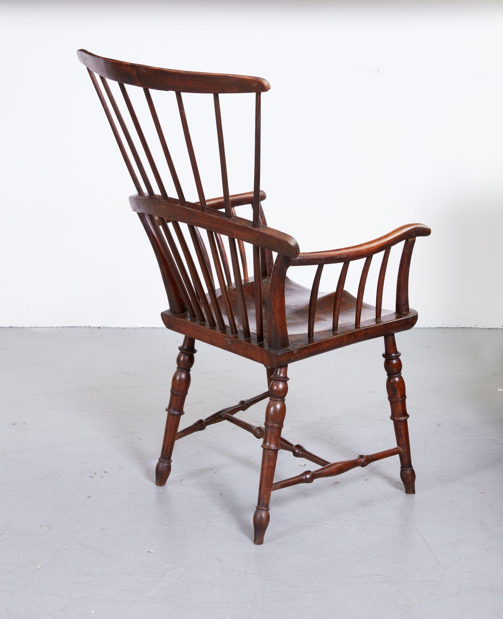 English Fruitwood Comb Back Windsor Chair In Good Condition In Greenwich, CT