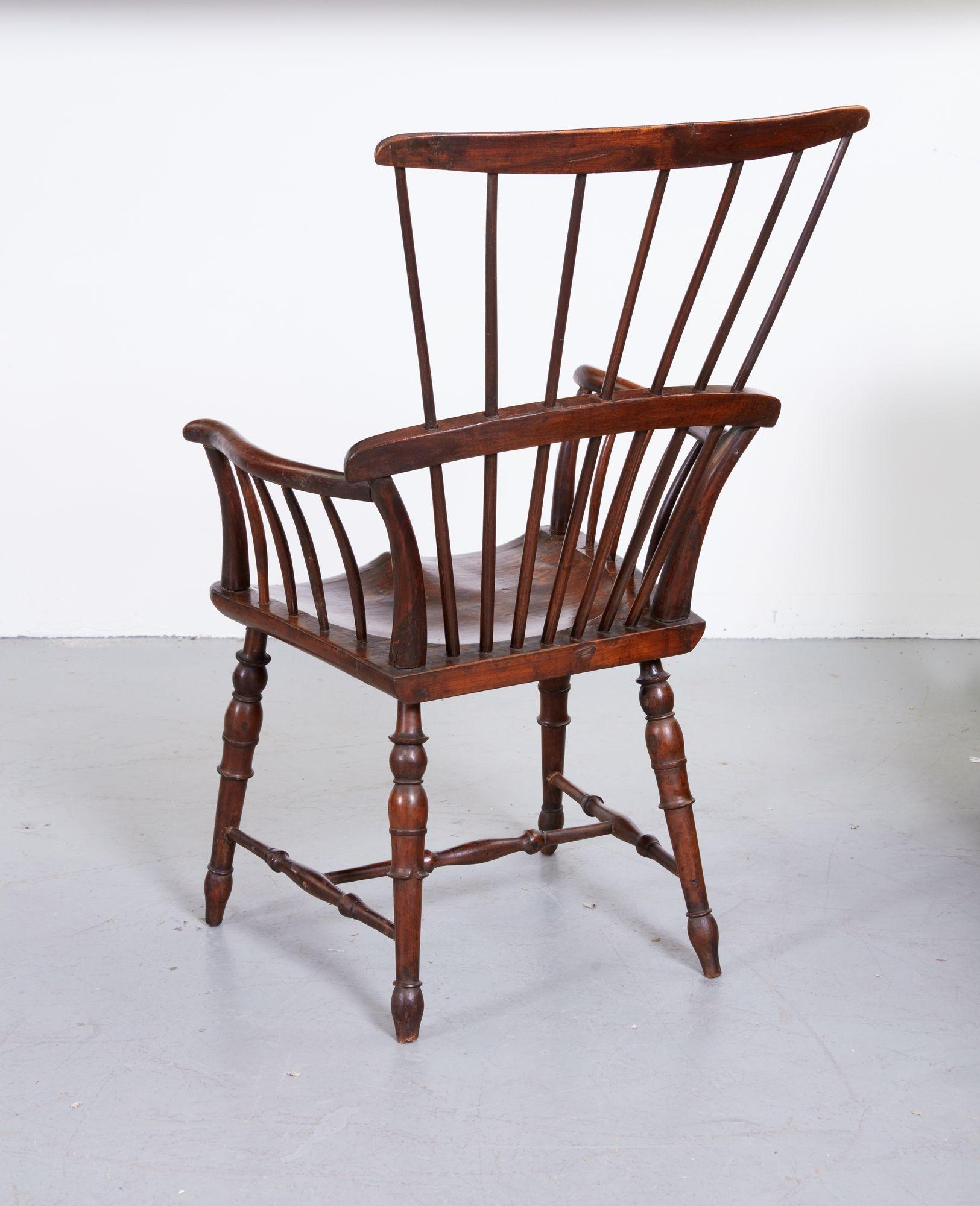 18th Century English Fruitwood Comb Back Windsor Chair