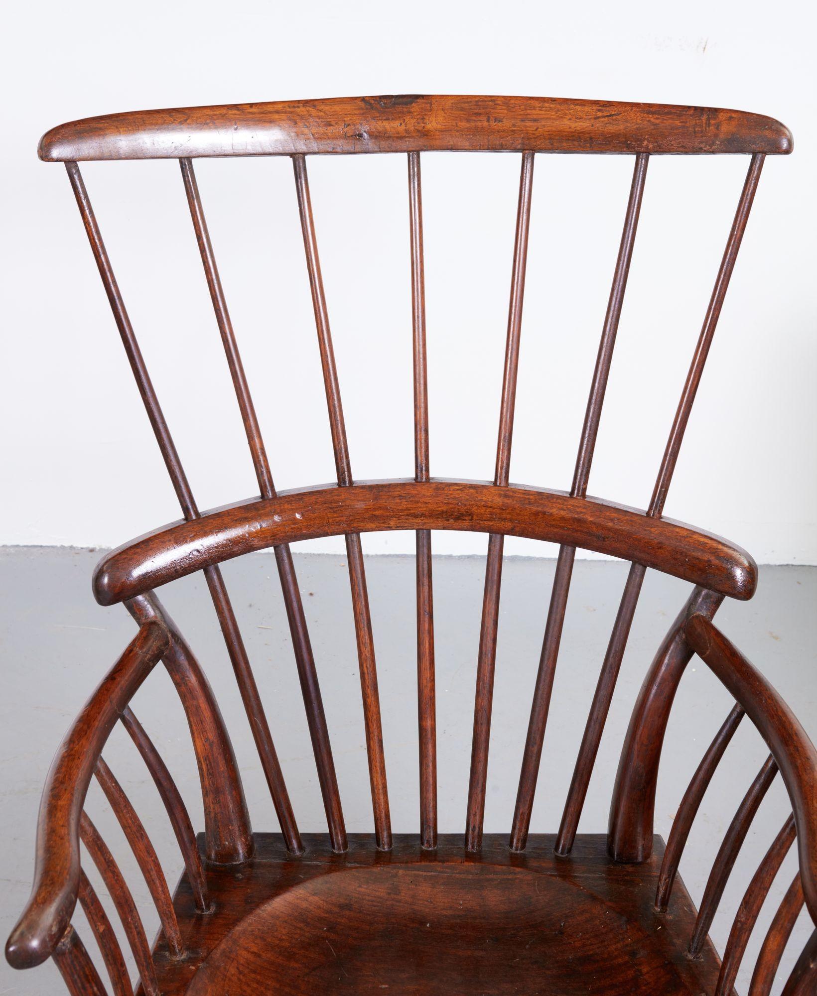 English Fruitwood Comb Back Windsor Chair 1