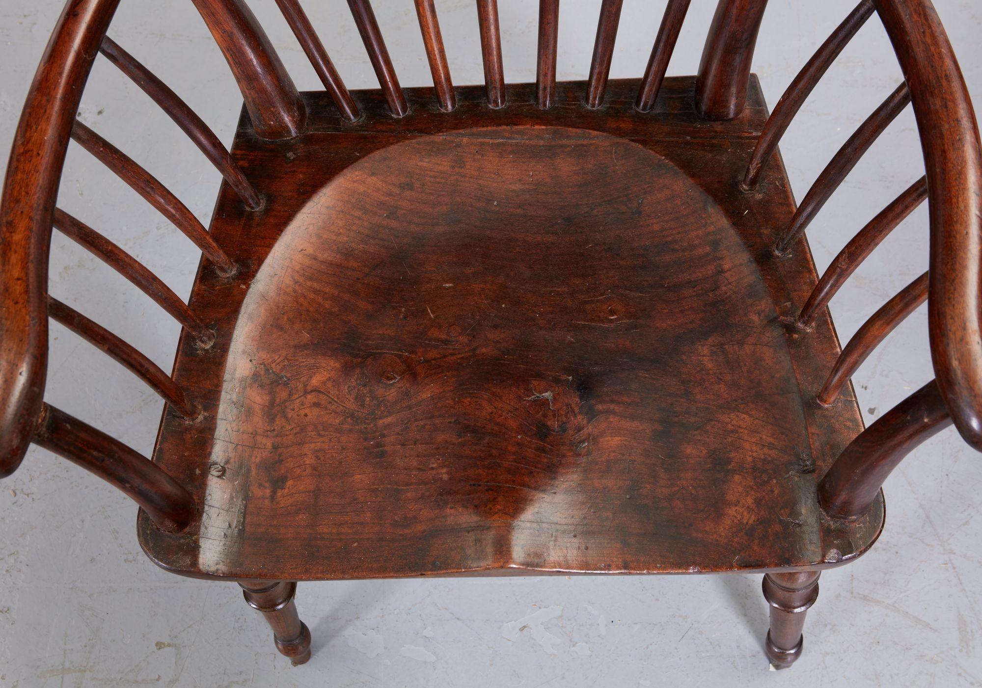 English Fruitwood Comb Back Windsor Chair 2