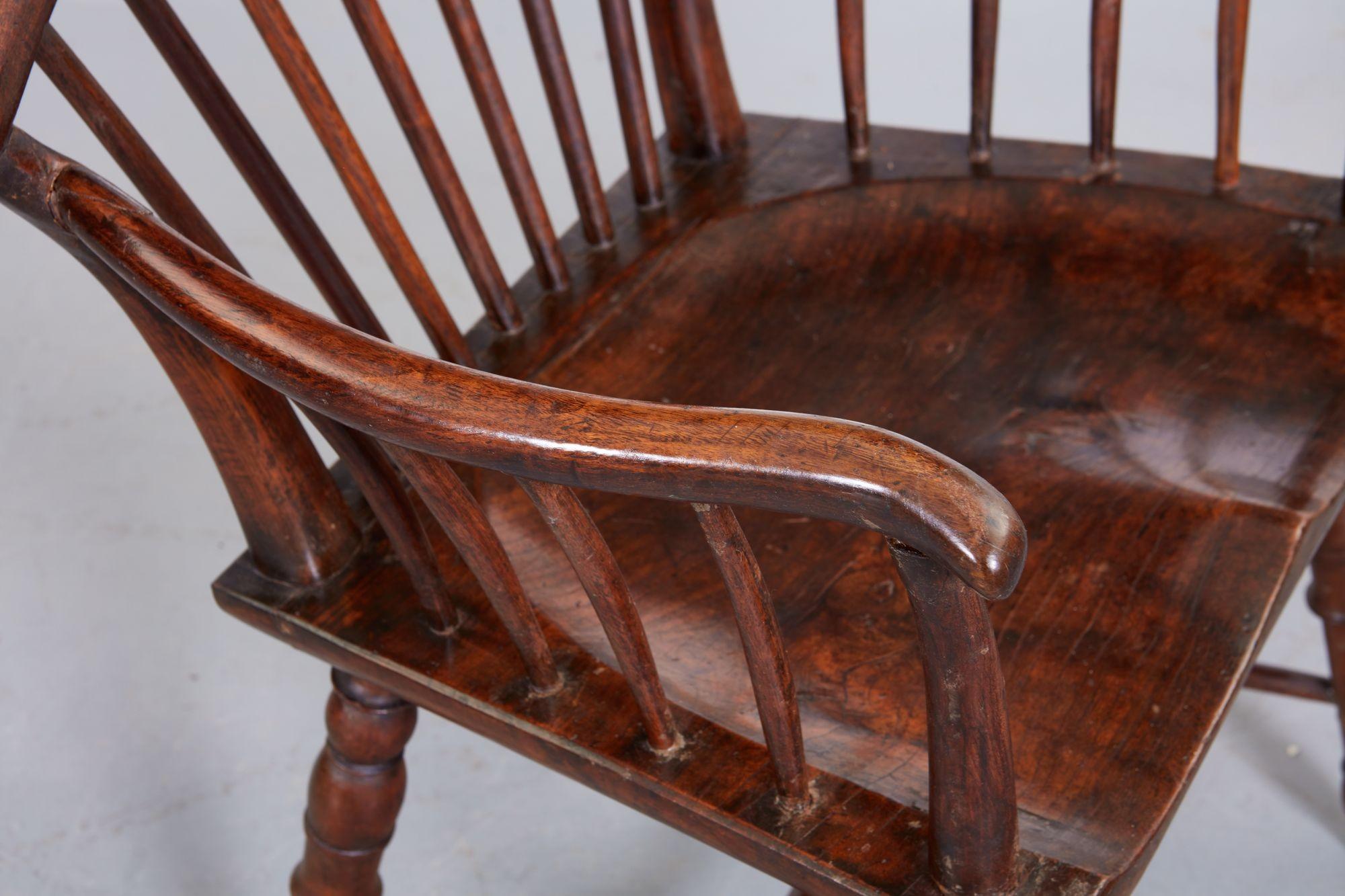 English Fruitwood Comb Back Windsor Chair 3