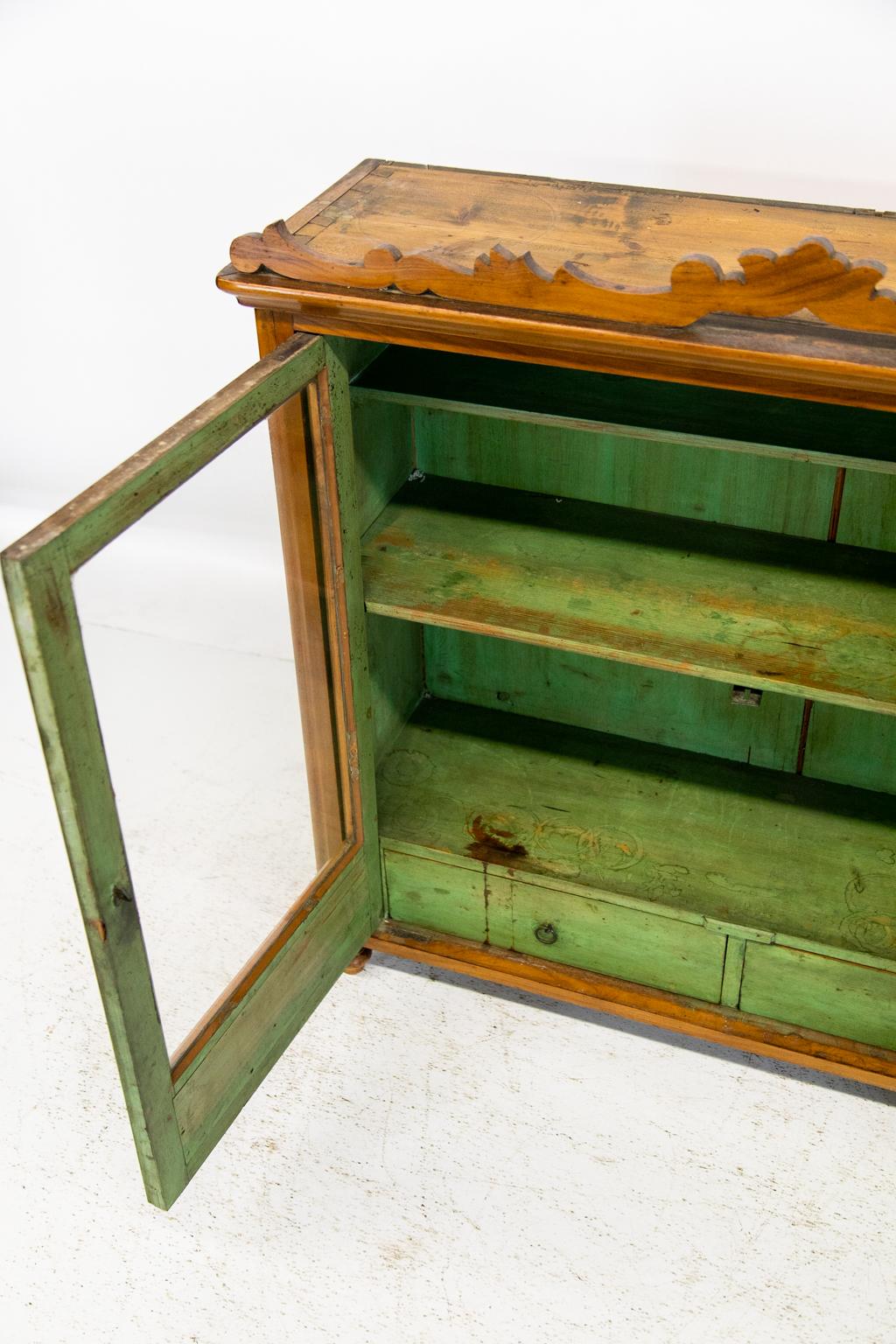 Brass English Fruitwood Cupboard/Cabinet