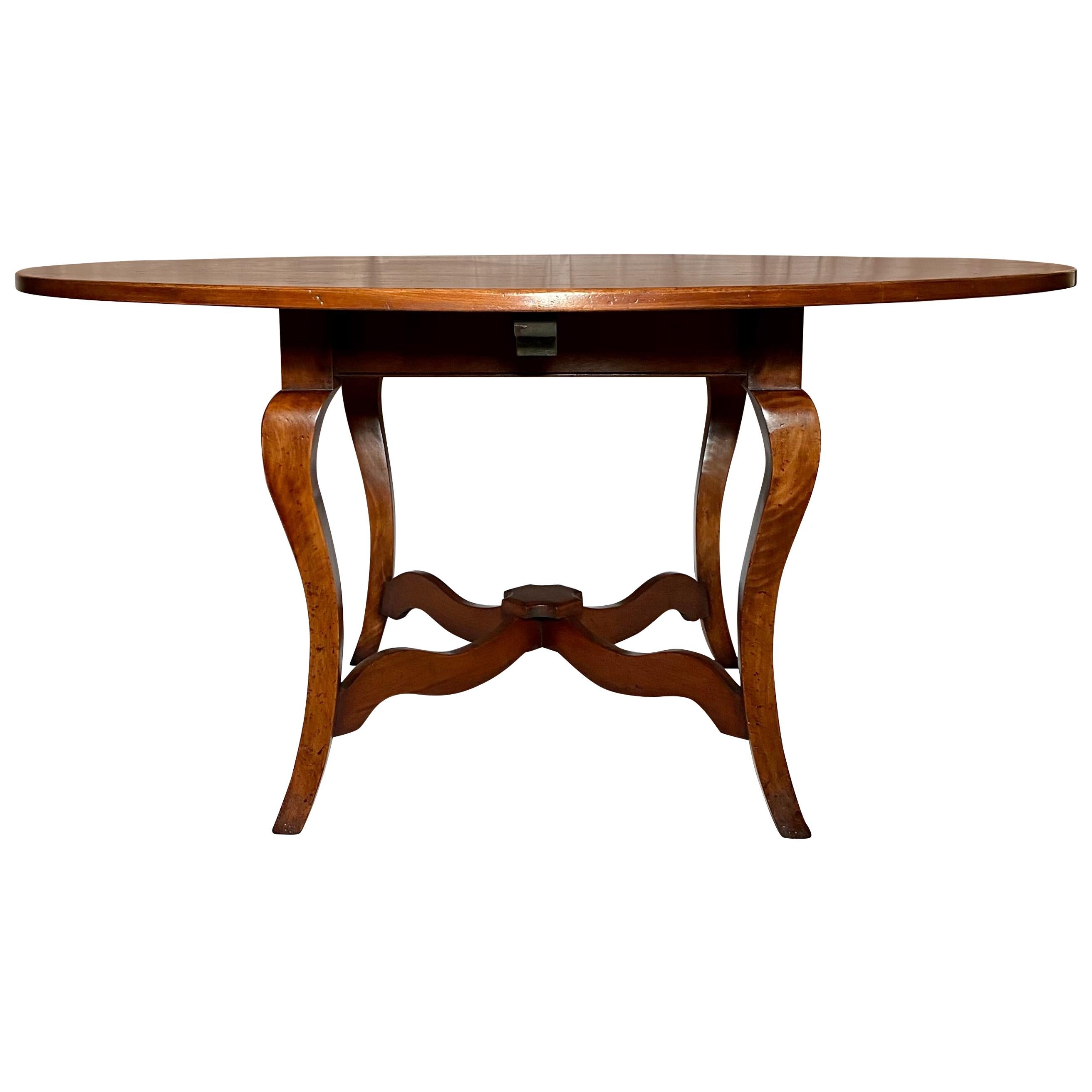 English Fruitwood Round Table on Pedestal