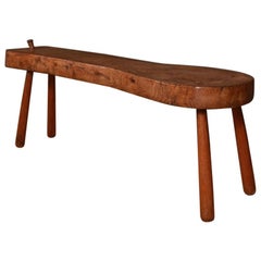 Antique English Fruitwood Weavers Bench
