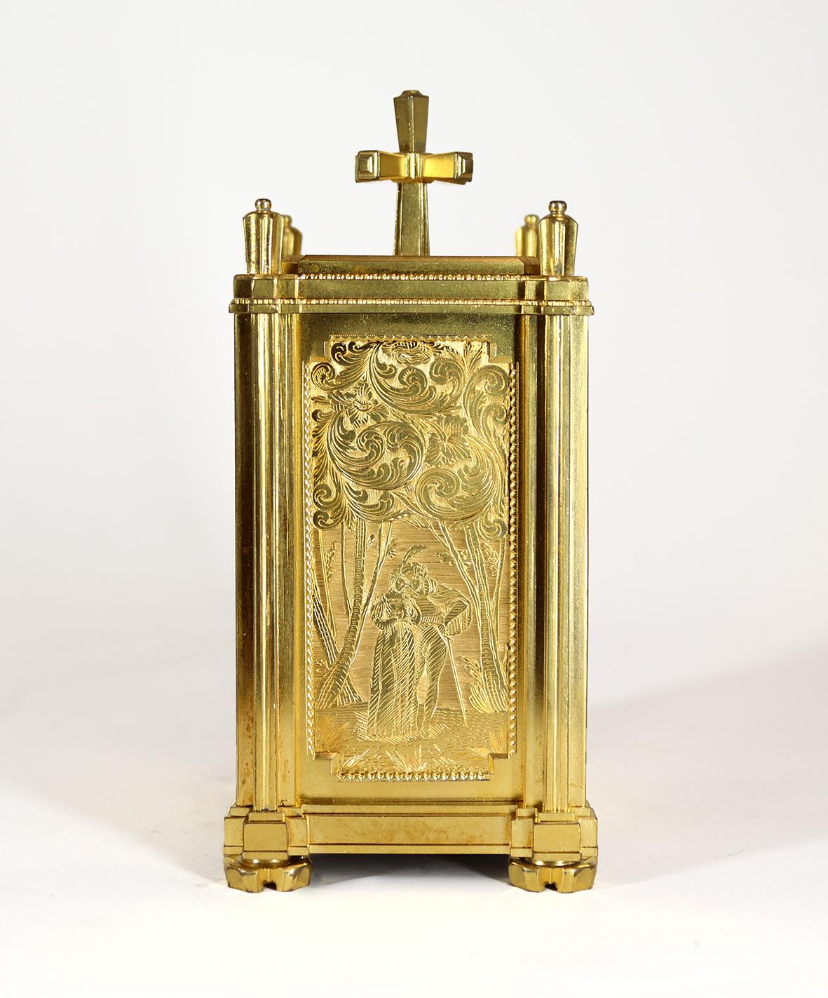 Early Victorian English Fusee Carriage Clock By Thomas Cole and James Fergusson Cole 