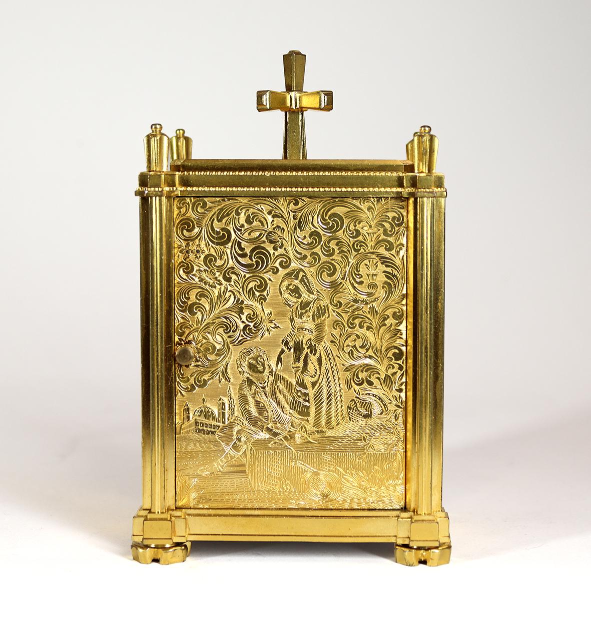 Gilt English Fusee Carriage Clock By Thomas Cole and James Fergusson Cole 