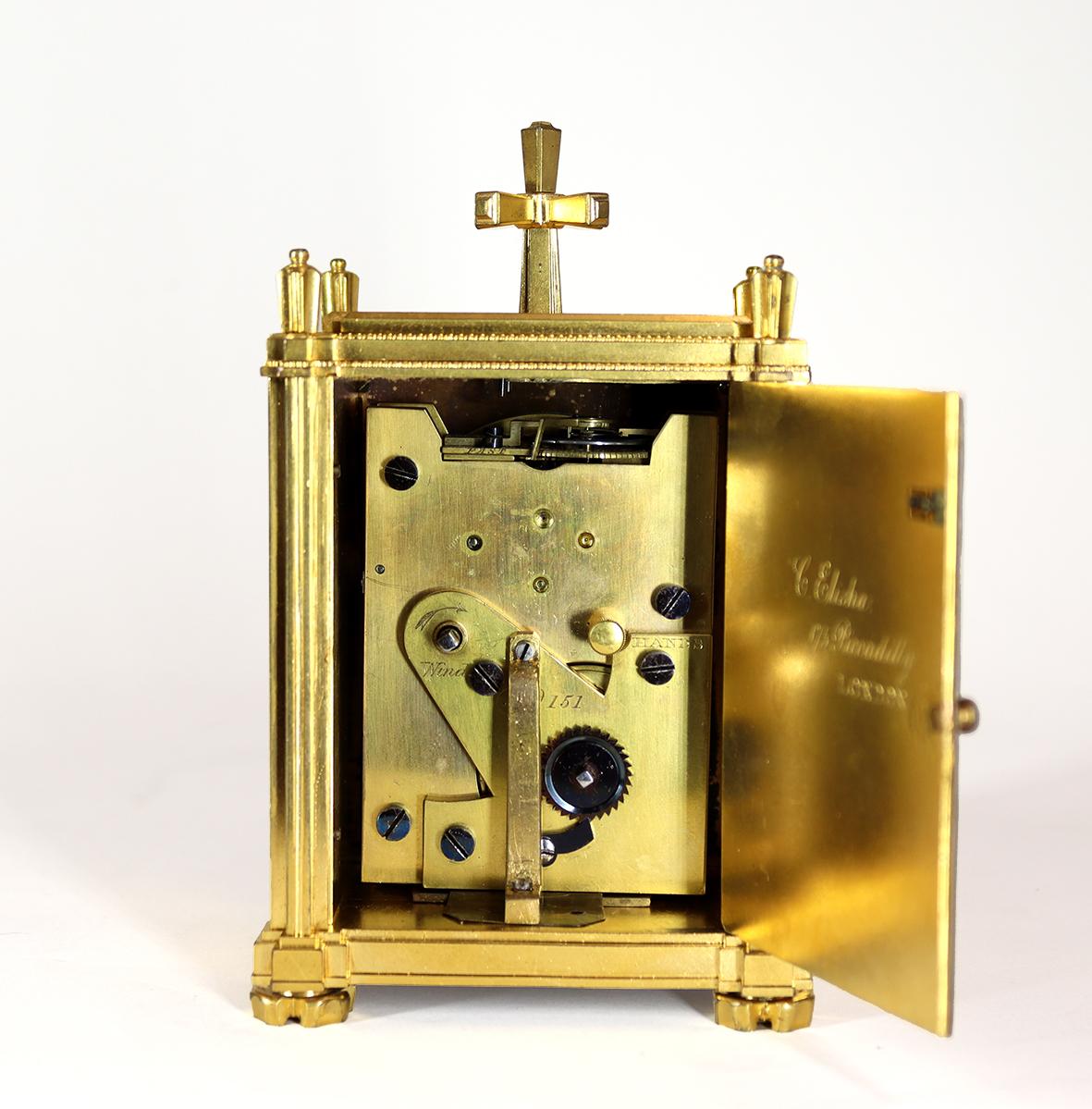 Mid-19th Century English Fusee Carriage Clock By Thomas Cole and James Fergusson Cole  For Sale