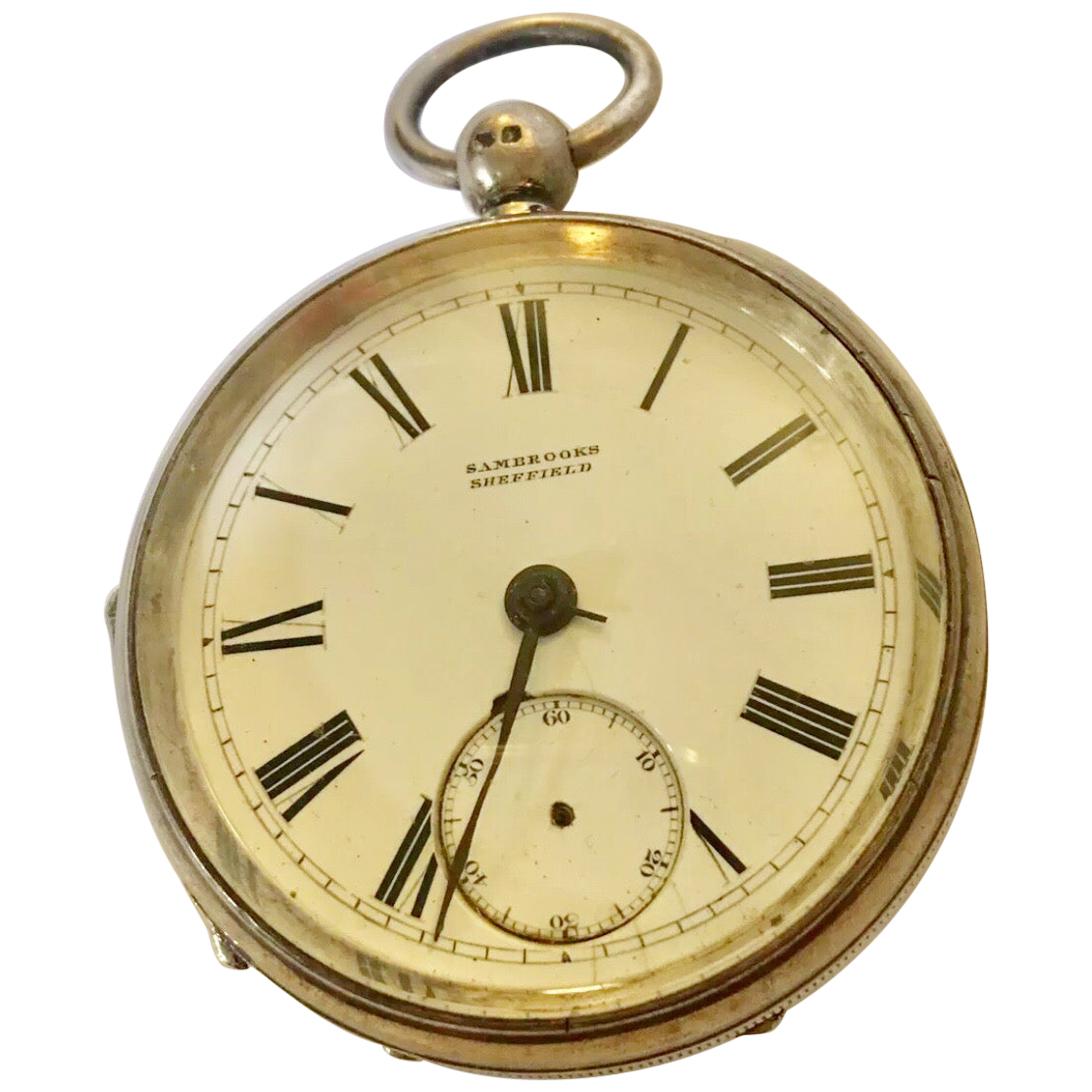 English Fusee Silver Pocket Watch by Sambrooks, Sheffield for Spares or Repair