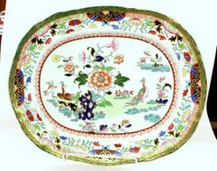 English G. L. Ashworth 19th Century Ironstone "Green Imari' Large Platter