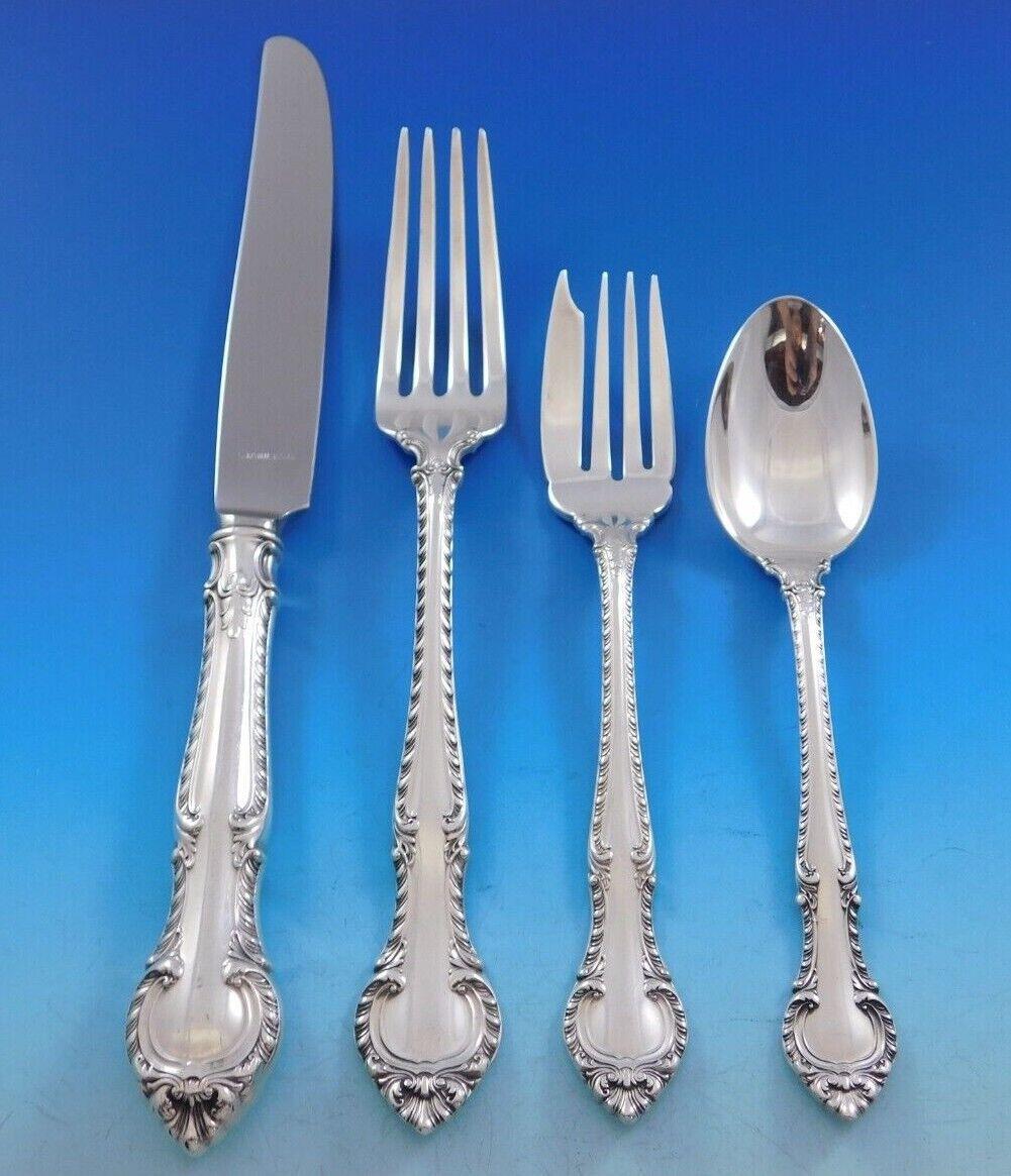 English Gadroon by Gorham Sterling Silver Flatware Set 8 Service 40 Pcs Dinner In Excellent Condition For Sale In Big Bend, WI