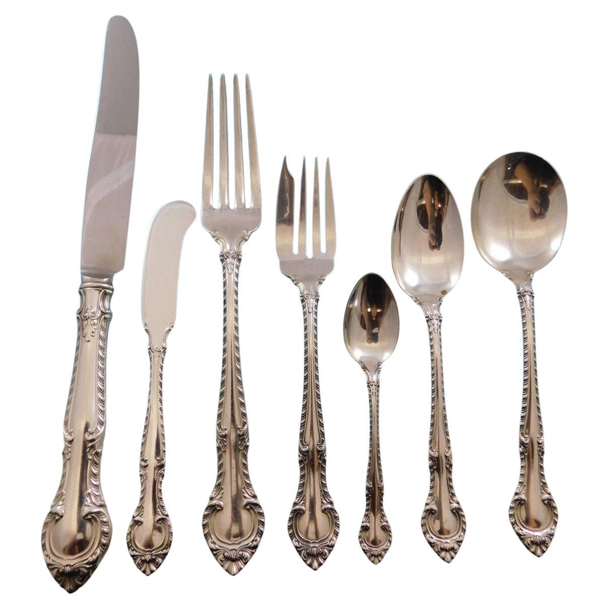 English Gadroon by Gorham Sterling Silver Flatware Set 8 Service 62 pcs Dinner