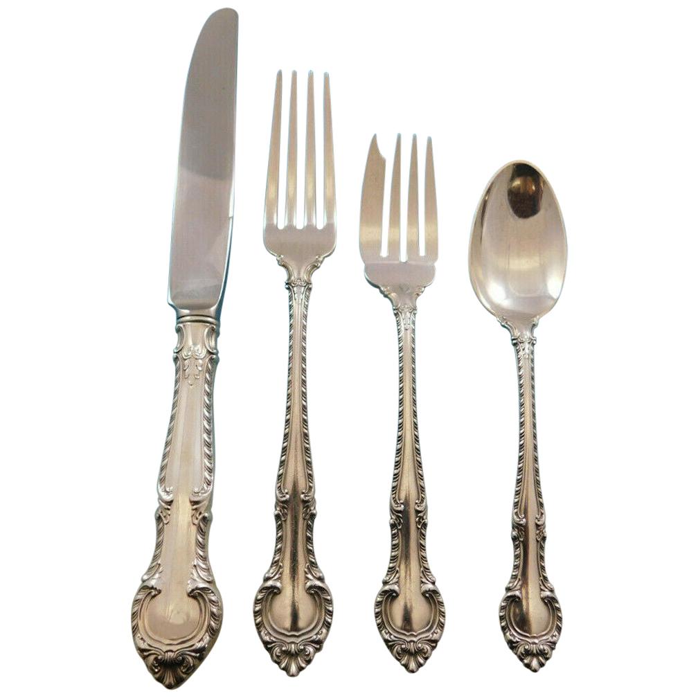 English Gadroon by Gorham Sterling Silver Flatware Set for 12 Service 48 Pieces For Sale