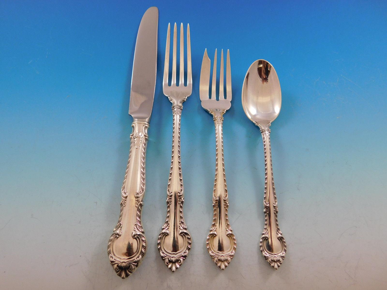 English Gadroon by Gorham Sterling Silver Flatware Set for 12 Service 86 Pieces In Excellent Condition For Sale In Big Bend, WI