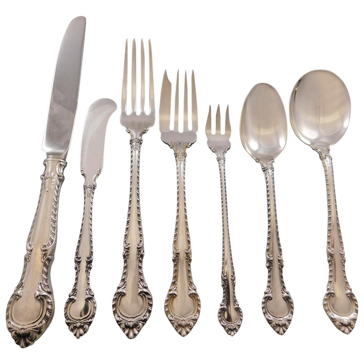 English Gadroon by Gorham Sterling Silver Flatware Set for 12 Service 86 Pieces For Sale