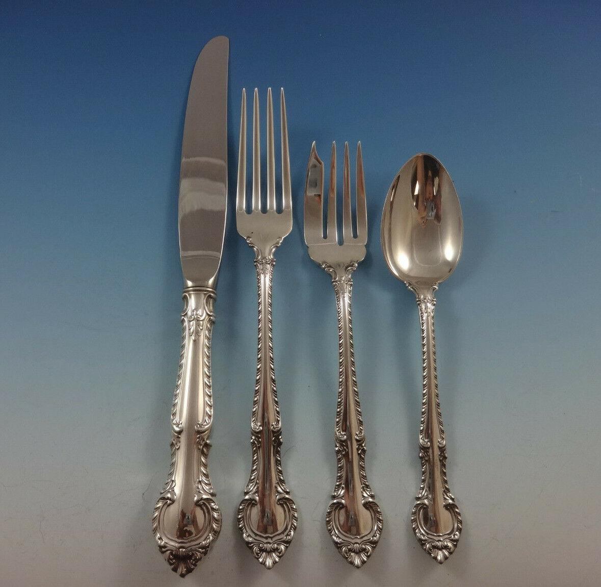 Set di posate in argento sterling English Gadroon by Gorham per un servizio da 8 pezzi 43 pezzi in vendita 2