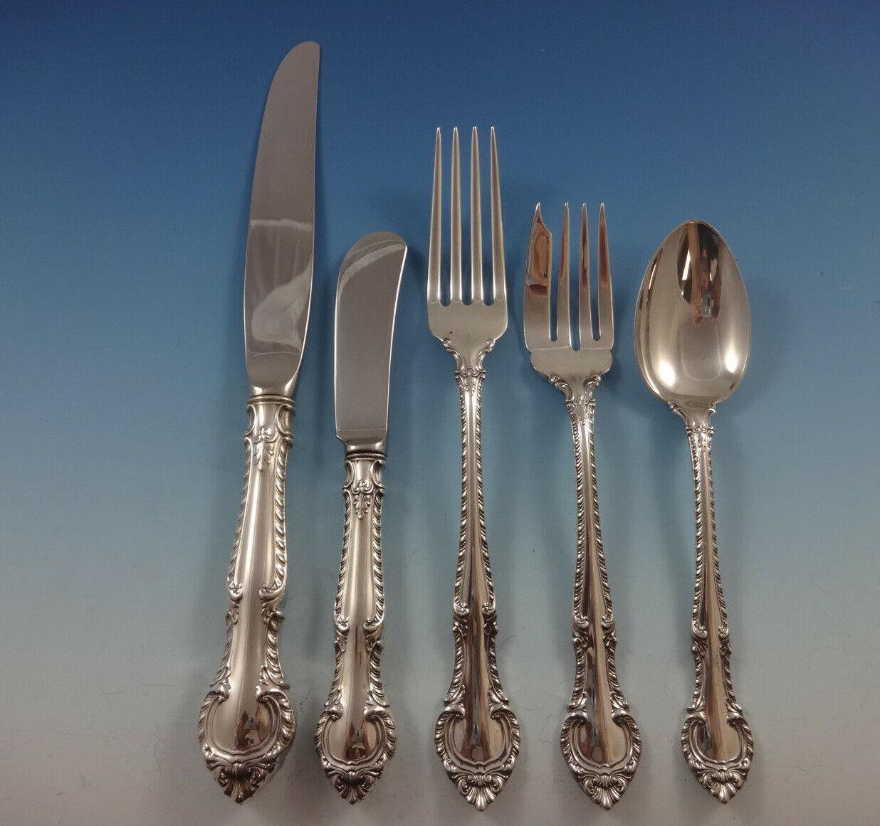 Set di posate in argento sterling English Gadroon by Gorham per un servizio da 8 pezzi 43 pezzi in vendita 3