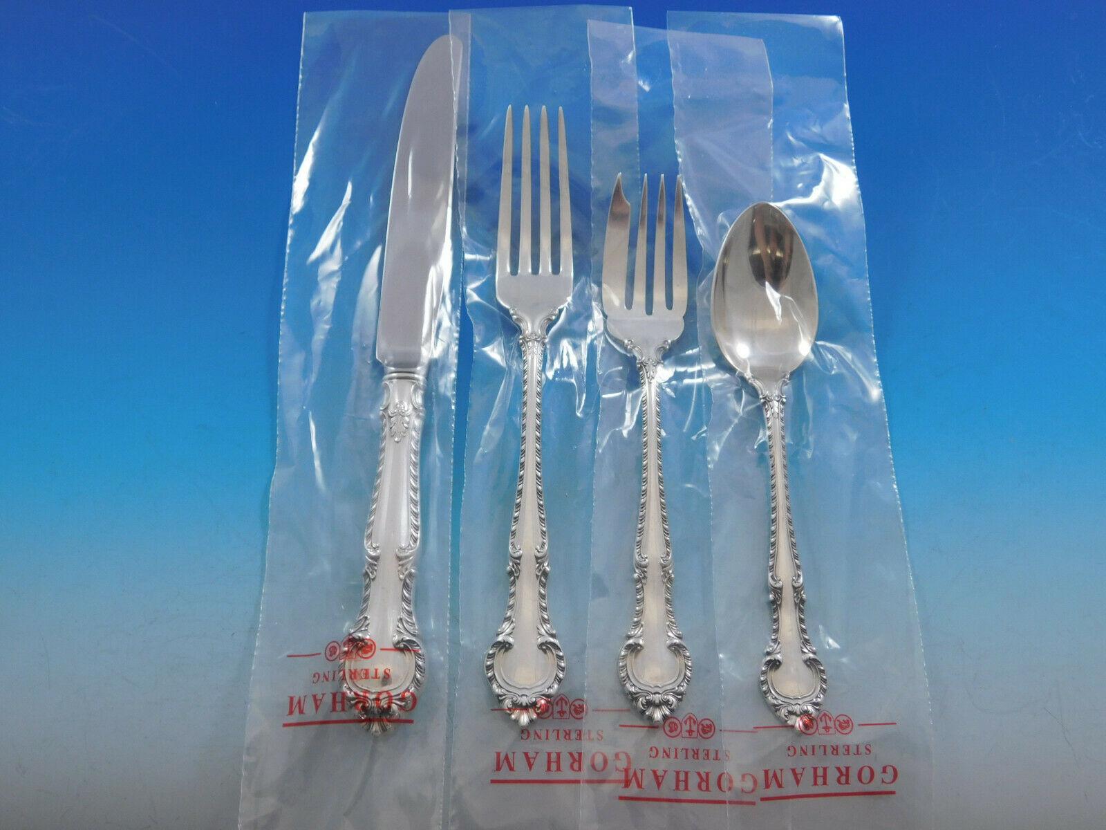 English Gadroon by Gorham Sterling Silver Flatware Set for 8 Service 46 pc New In Excellent Condition For Sale In Big Bend, WI