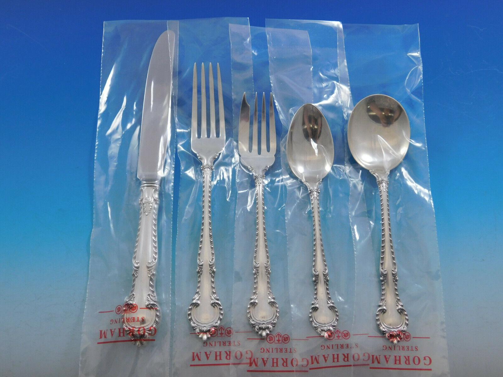 New, unused English Gadroon by Gorham sterling silver flatware set - 46 pieces. This set includes:

8 knives, 8 3/4