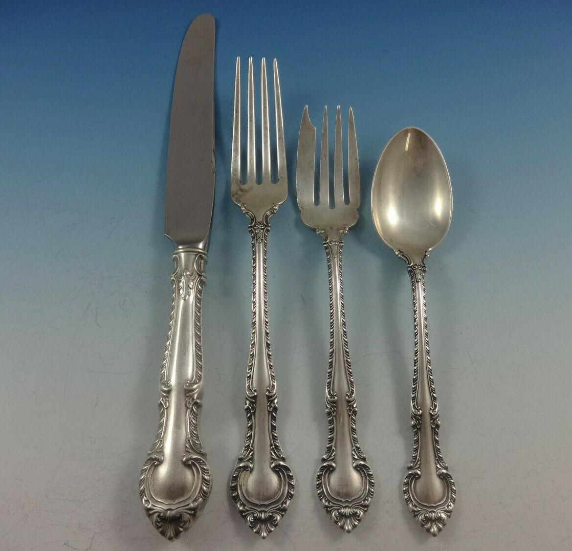 Set di posate in argento sterling English Gadroon by Gorham per un servizio da 8 pezzi 53 pezzi in vendita 3