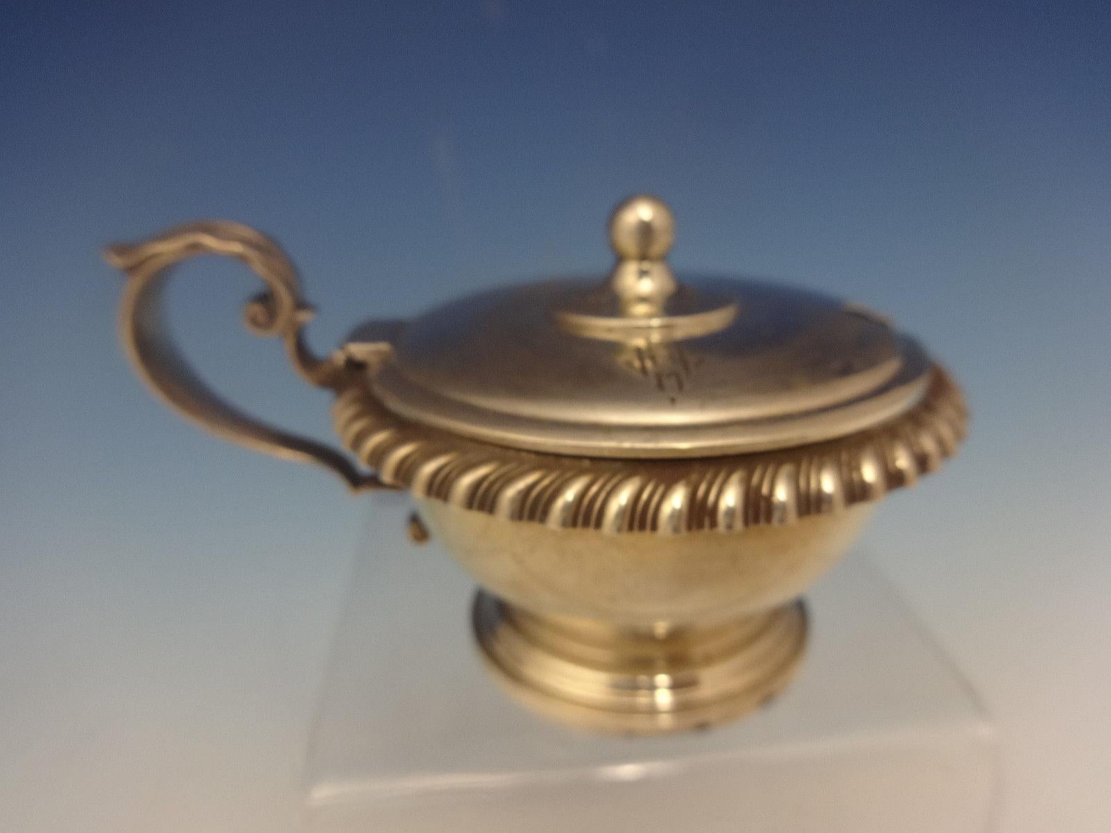 English Gadroon by Gorham Sterling Silver Mustard Pot In Excellent Condition In Big Bend, WI